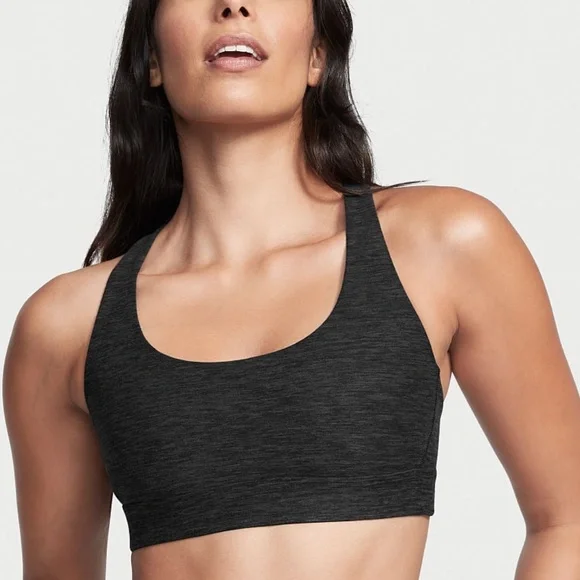 Victoria's Secret Essential Strappy Sports Bra Onyx Gray Heather XXL NEW - Picture 2 of 5